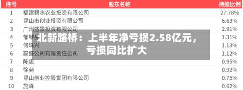 北新路桥：上半年净亏损2.58亿元，亏损同比扩大-第2张图片