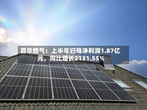 首华燃气：上半年归母净利润1.87亿元，同比增长2131.55%