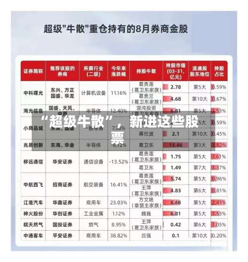 “超级牛散	”，新进这些股票-第2张图片