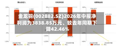 金龙羽(002882.SZ)2026年中报净利润为3838.85万元	、较去年同期下降42.46%-第2张图片