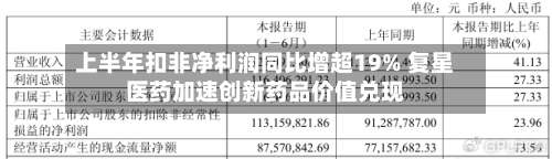上半年扣非净利润同比增超19% 复星医药加速创新药品价值兑现-第3张图片