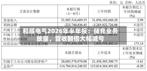 和顺电气2026年半年报：储充业务放量，营收翻倍大幅减亏-第2张图片