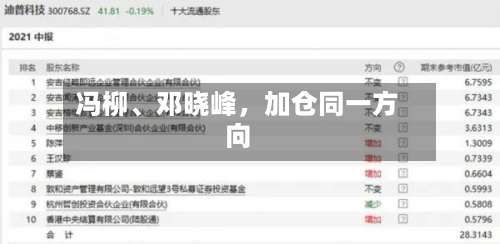 冯柳、邓晓峰，加仓同一方向-第2张图片