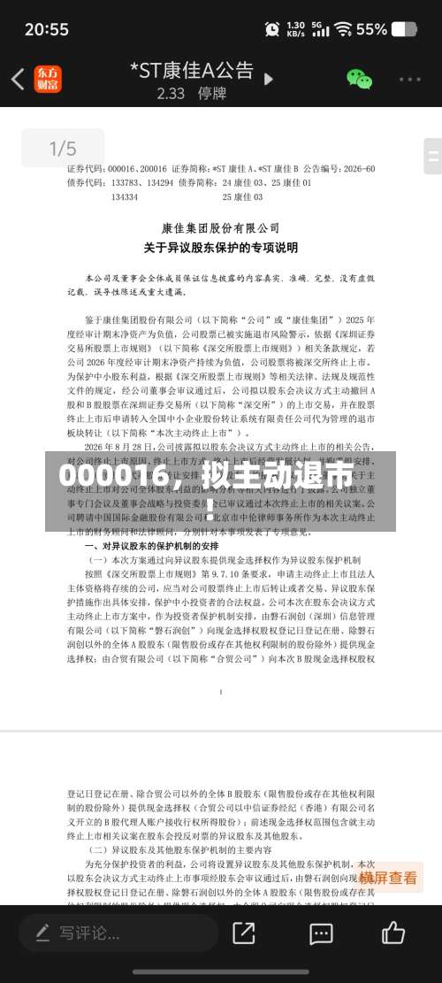 000016，拟主动退市！
