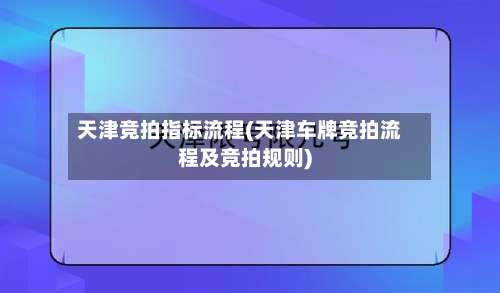 天津竞拍指标流程(天津车牌竞拍流程及竞拍规则)-第2张图片