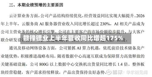 赣锋锂业上半年营收同比增超175%