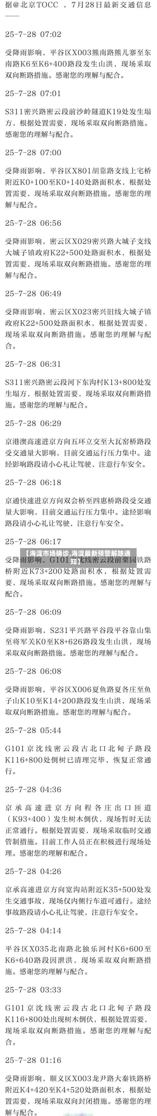 【海淀市场确诊,海淀最新预警解除通知】