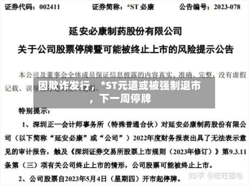 因欺诈发行，*ST元道或被强制退市	，下一周停牌-第2张图片