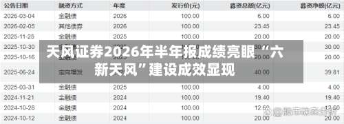 天风证券2026年半年报成绩亮眼 “六新天风”建设成效显现-第2张图片