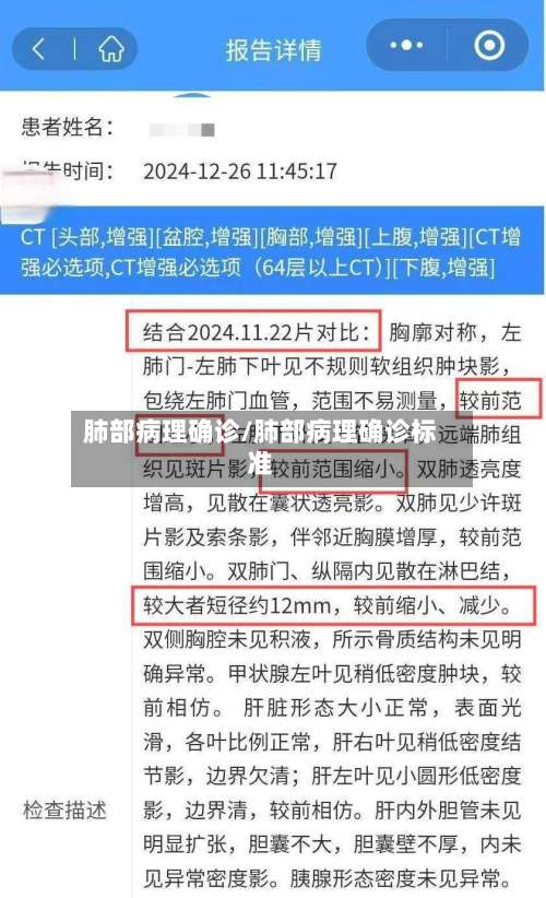 肺部病理确诊/肺部病理确诊标准