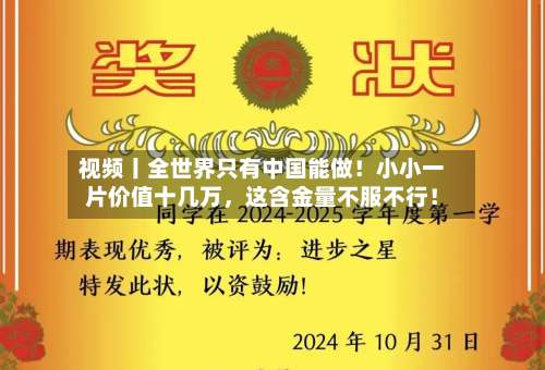 视频丨全世界只有中国能做！小小一片价值十几万，这含金量不服不行！
