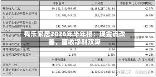 我乐家居2026年半年报：现金流改善，营收净利双降-第3张图片