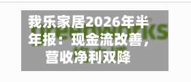 我乐家居2026年半年报：现金流改善，营收净利双降-第2张图片
