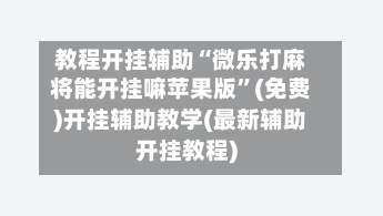 教程开挂辅助“微乐打麻将能开挂嘛苹果版	”(免费)开挂辅助教学(最新辅助开挂教程)-第3张图片