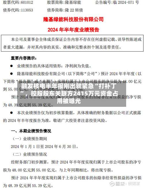 融发核电半年报刚出就紧急“打补丁”	，控股股东关联方2415万元资金占用被曝光-第3张图片