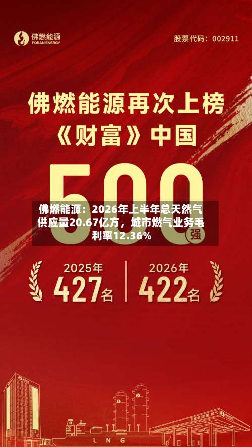 佛燃能源：2026年上半年总天然气供应量20.67亿方，城市燃气业务毛利率12.36%-第1张图片