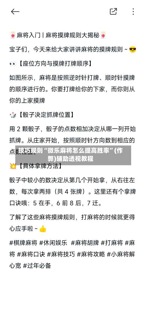 技巧规则“微乐麻将怎么提高胜率”(作弊)辅助透视教程-第3张图片